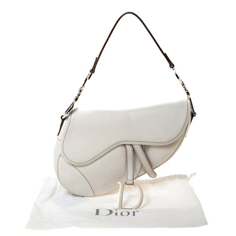 dior saddle bag white leather|authentic dior saddle bag.